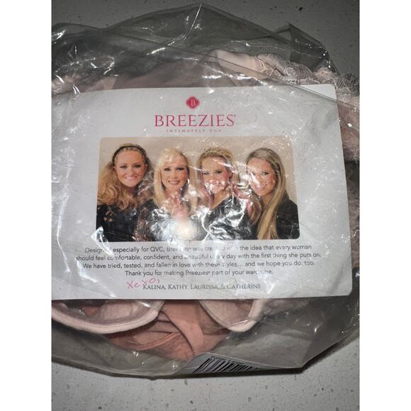 Breezies Bra Lot of 2 NWOT Pink Peach No padding L lace trim adjustable closure - Picture 8 of 9